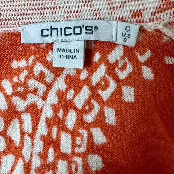 Chico’s Orange & White Open Front Cardigan | Size 0 (US Small) - Picture 3 of 7